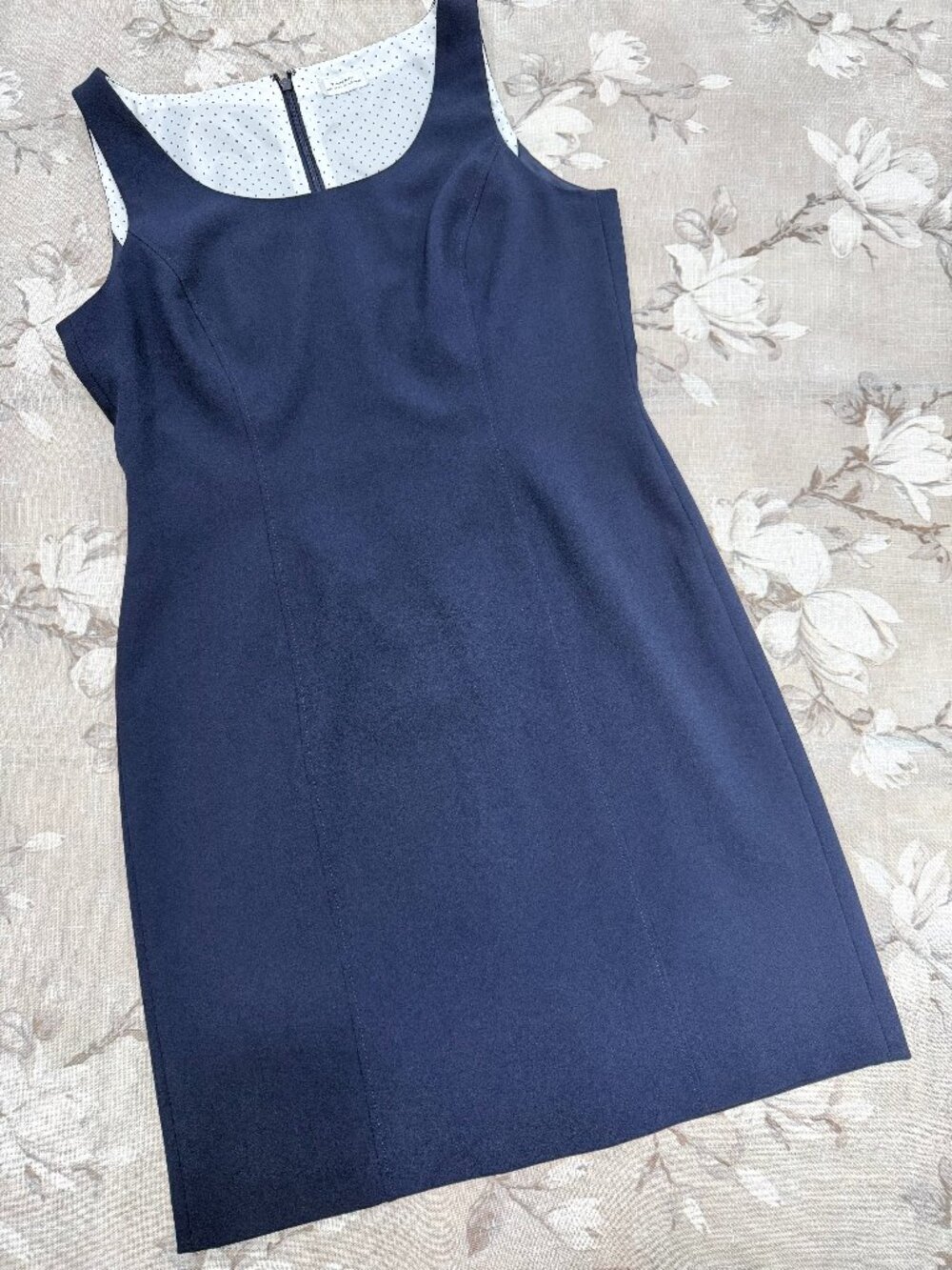 Tahari Arthur S. Levine Navy Blue Sheath Dress Size 14 Career Office Workwear